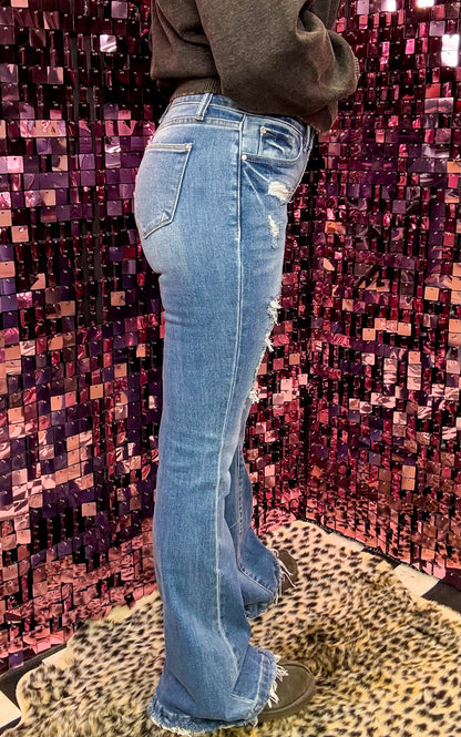 The Ivy Destroyed Stretch Flare Jeans