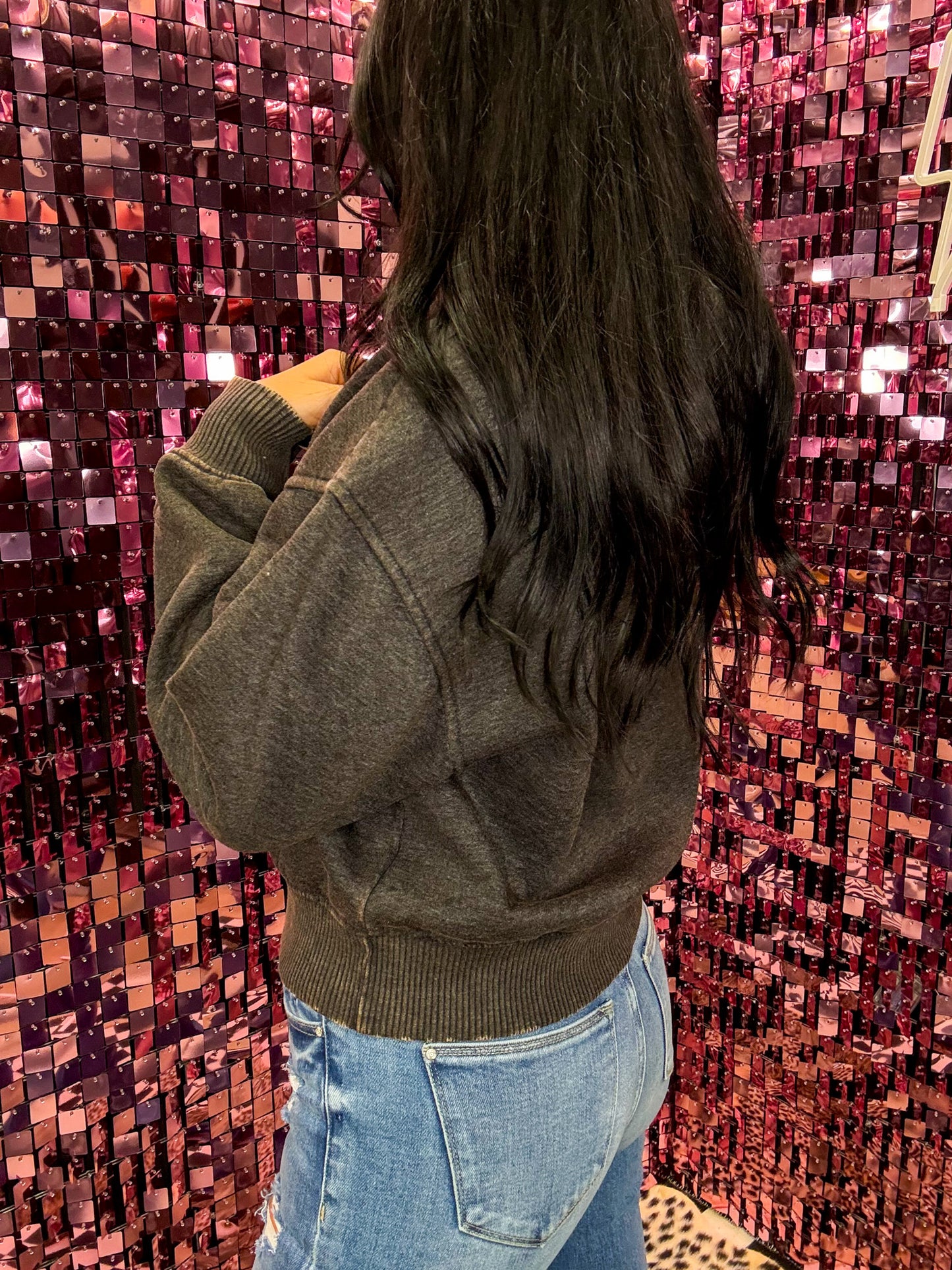 The Sophia Acid Washed Fleece Cropped Hoodie