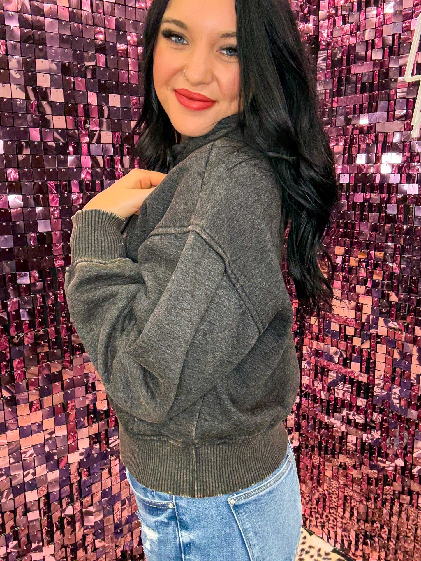 The Sophia Acid Washed Fleece Cropped Hoodie