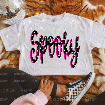 Pink Polkadot Spooky Single Print DTF Transfer