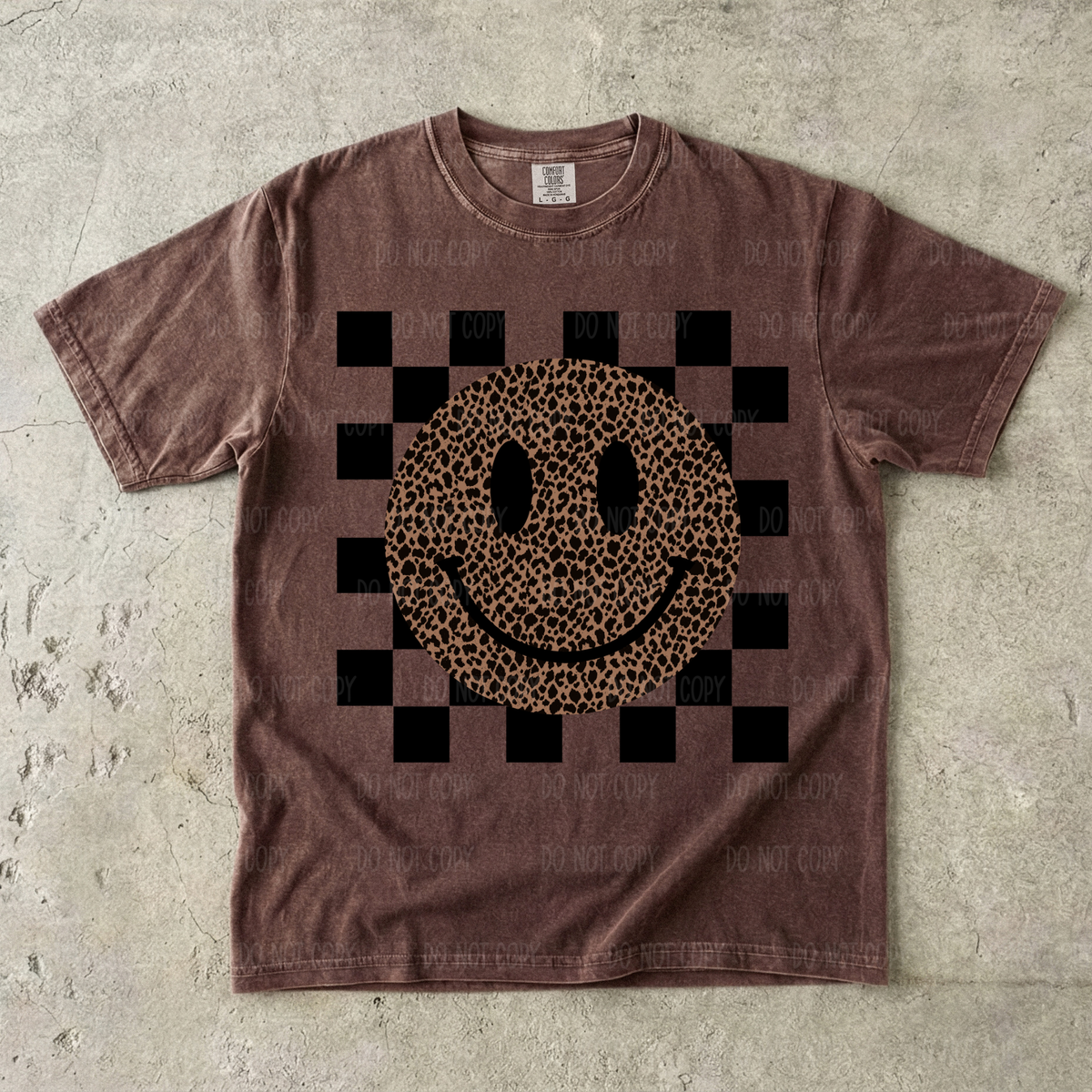 Leopard Checkered Smiley Single Print DTF Transfer