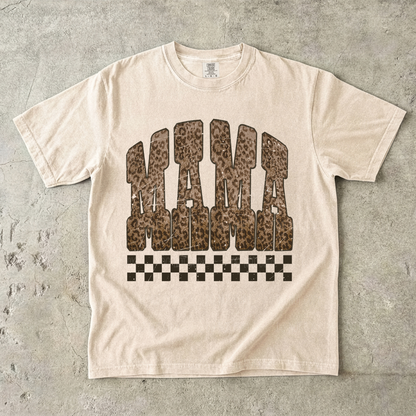 Leopard Checkered Mama Tee Or Sweatshirt