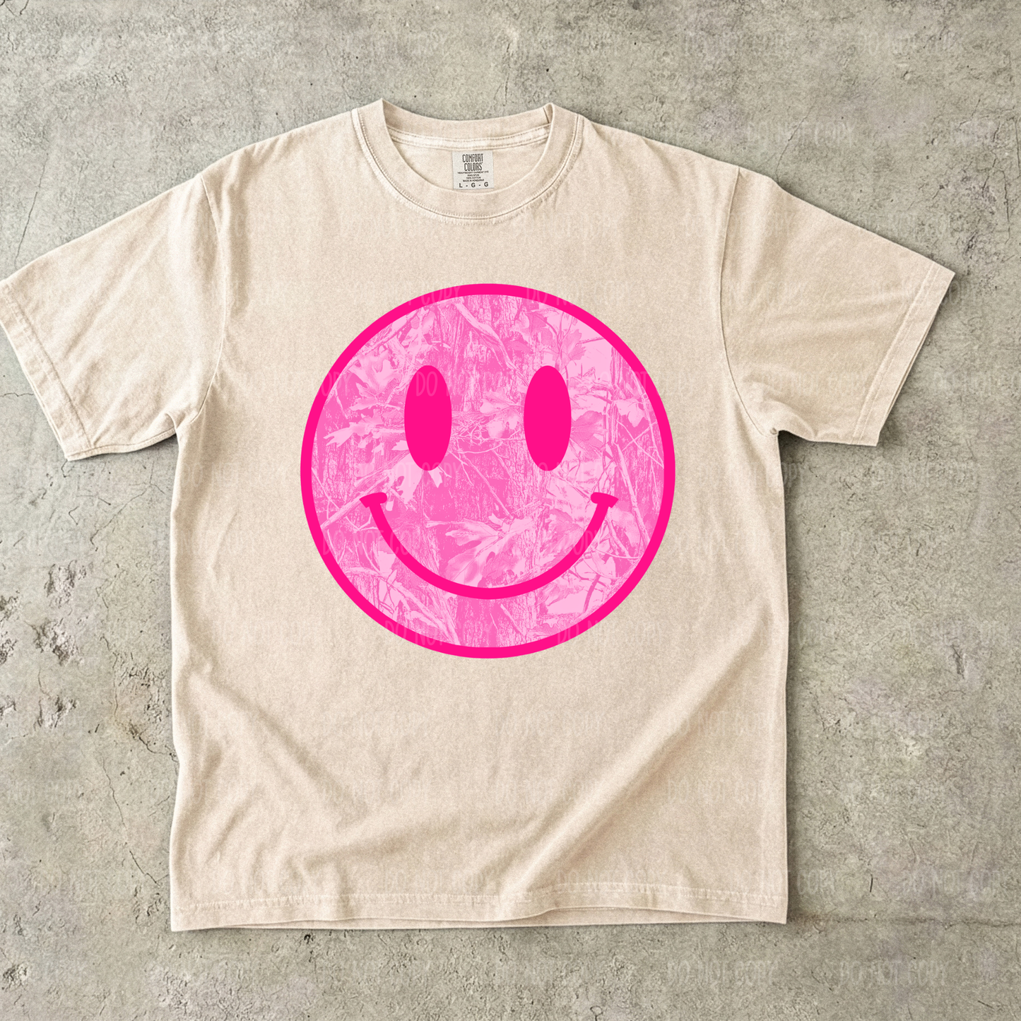 Pink Camo Smiley Tee Or Sweatshirt