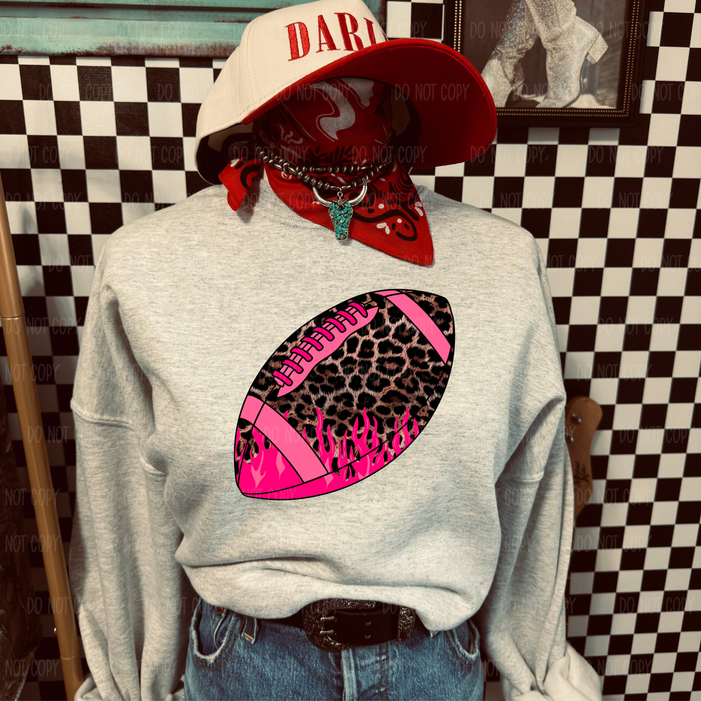 Leopard Flames Football Tee or Sweatshirt