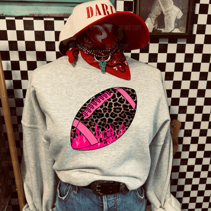 Leopard Flames Football Tee or Sweatshirt