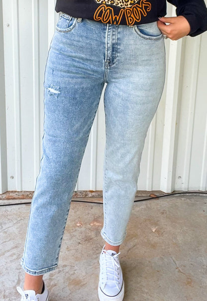 Risen High Rise Two Toned Girlfriend Jeans