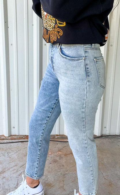 Risen High Rise Two Toned Girlfriend Jeans