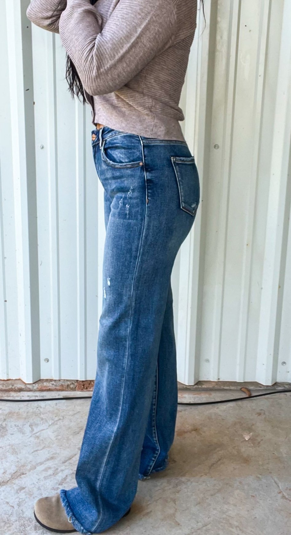 Risen High Rise Long Straight Jeans