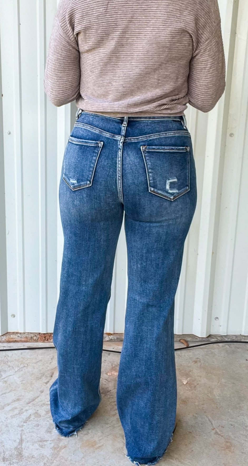 Risen High Rise Long Straight Jeans