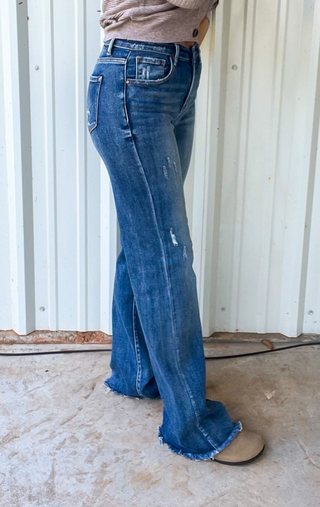 Risen High Rise Long Straight Jeans