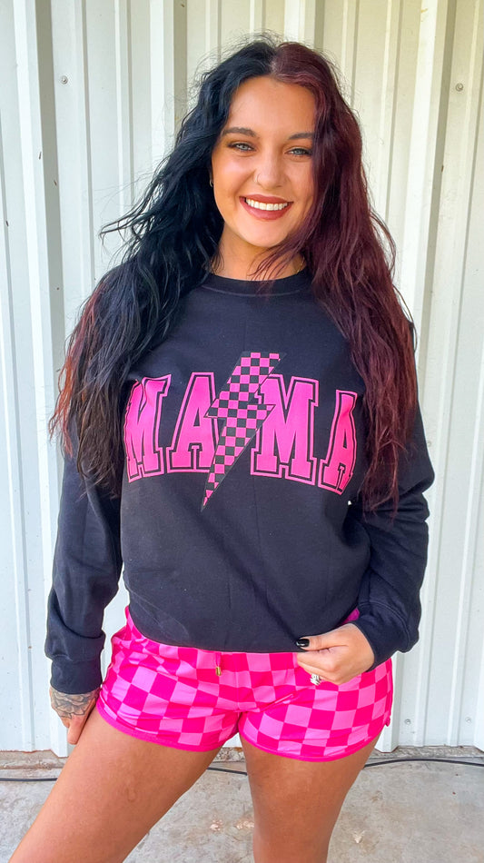 Neon Pink Mama Lightening Bolt