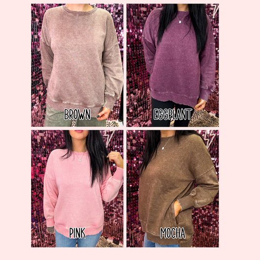 The Stella Acid Washed Fleece Pullover