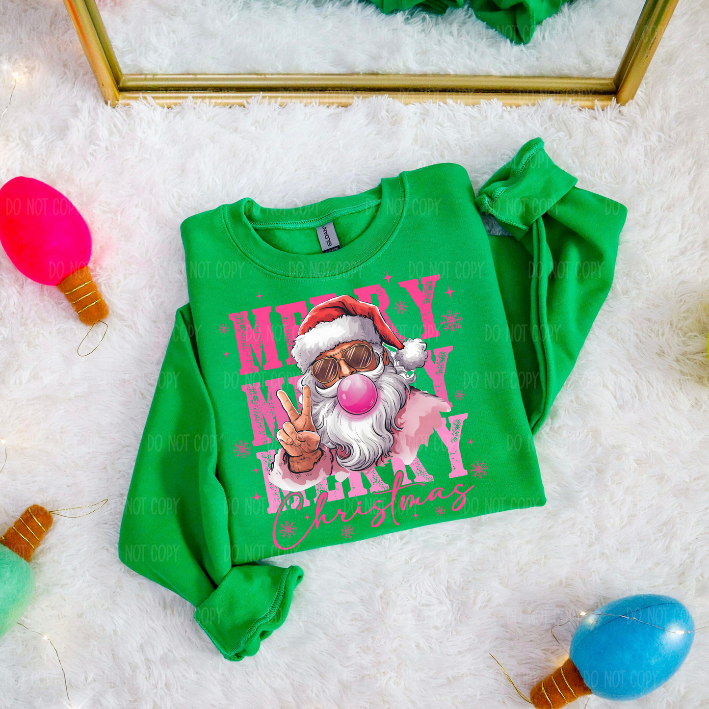 Pink Santa Bubblegum Christmas Tee Or Sweatshirt