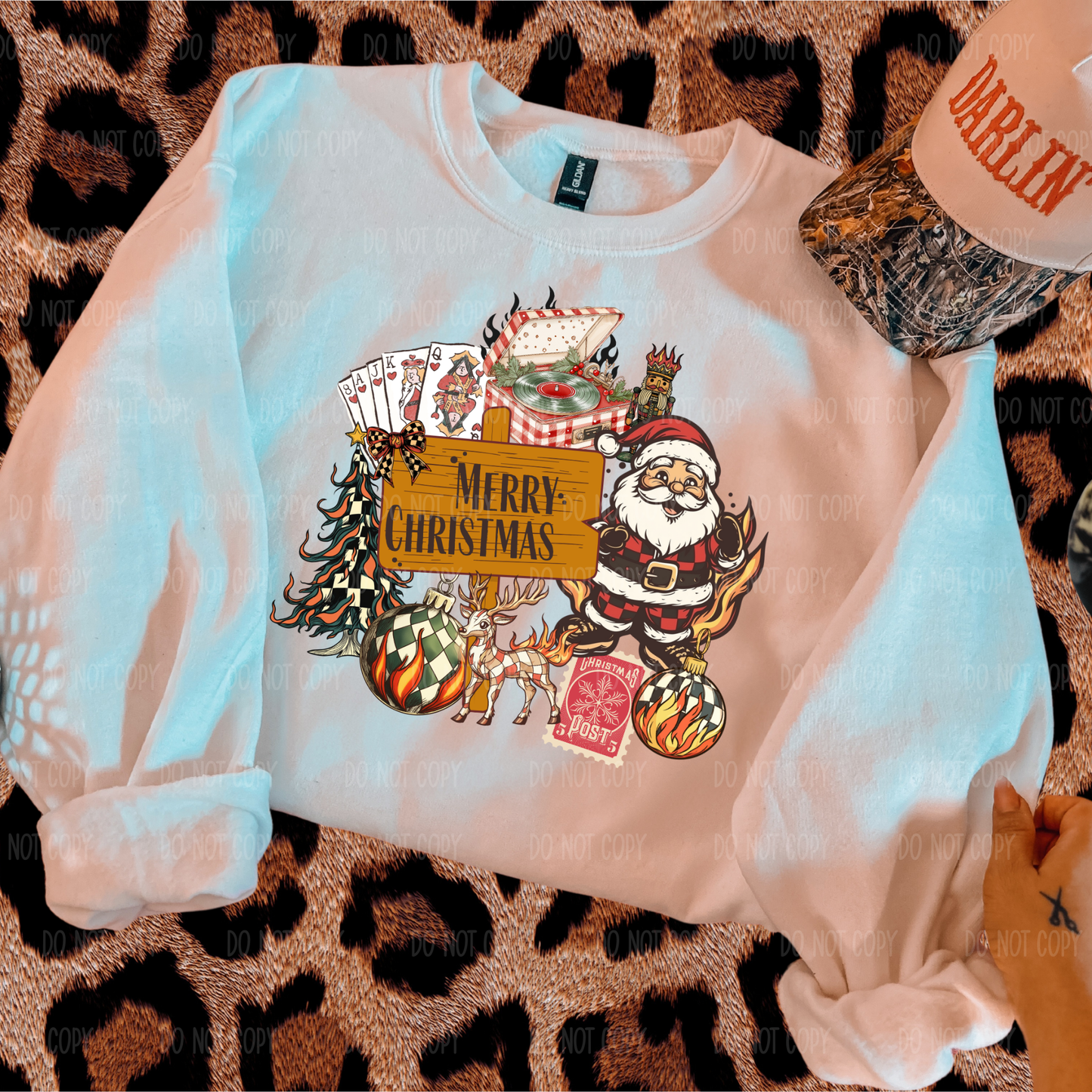 Merry Christmas Edgy Retro Collage Single Print DTF Transfer