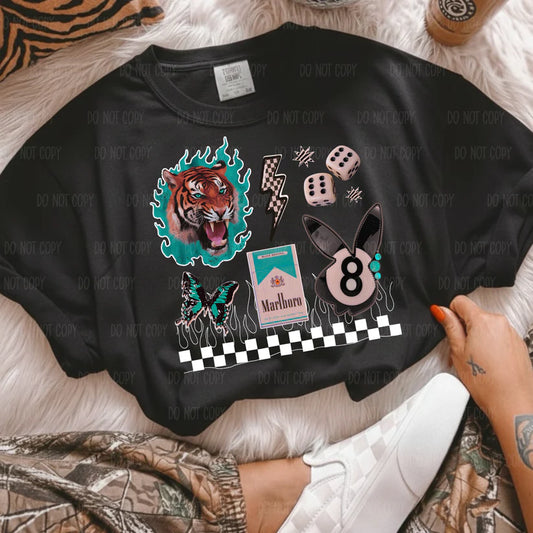 Turquoise Tiger Tee Or Sweatshirt