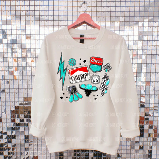 Turquoise Cowboy Tee Or Sweatshirt