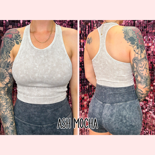 The Tess Washed Ribbed Seamless Racerback Tank