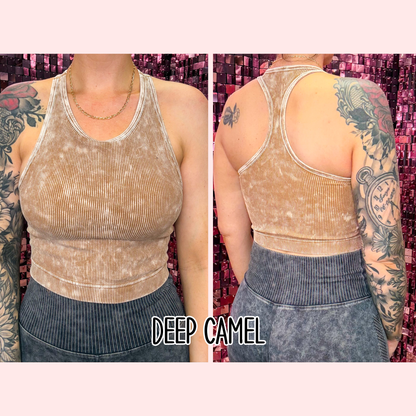 The Tess Washed Ribbed Seamless Racerback Tank