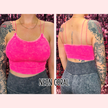 The Kendra Washed Ribbed Seamless Double Strap Tank