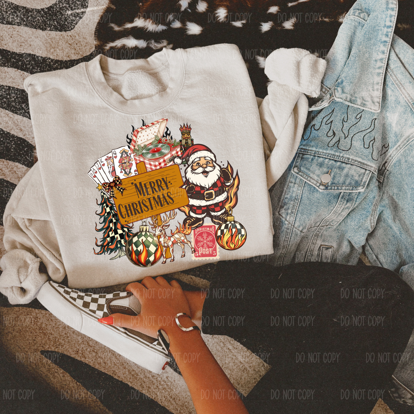 Merry Christmas Edgy Retro Collage Tee Or Sweatshirt