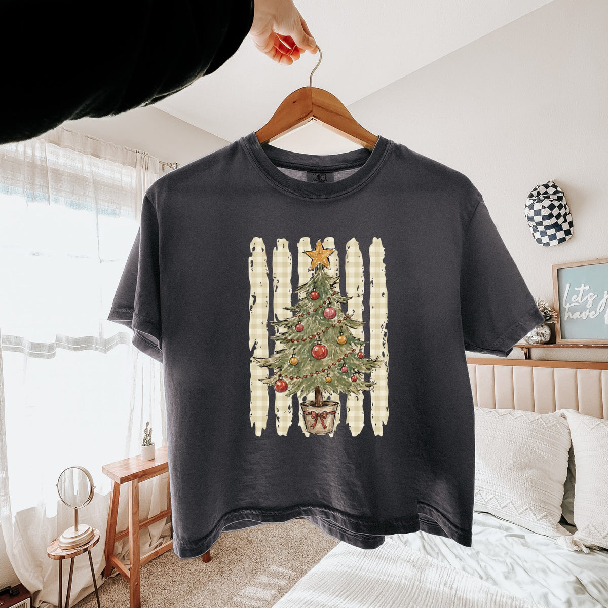 Watercolor Christmas Tree With Stripes