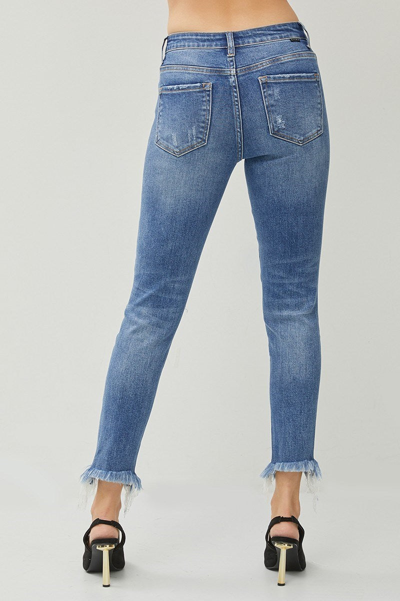 Risen High Rise Distressed Skinny Jeans