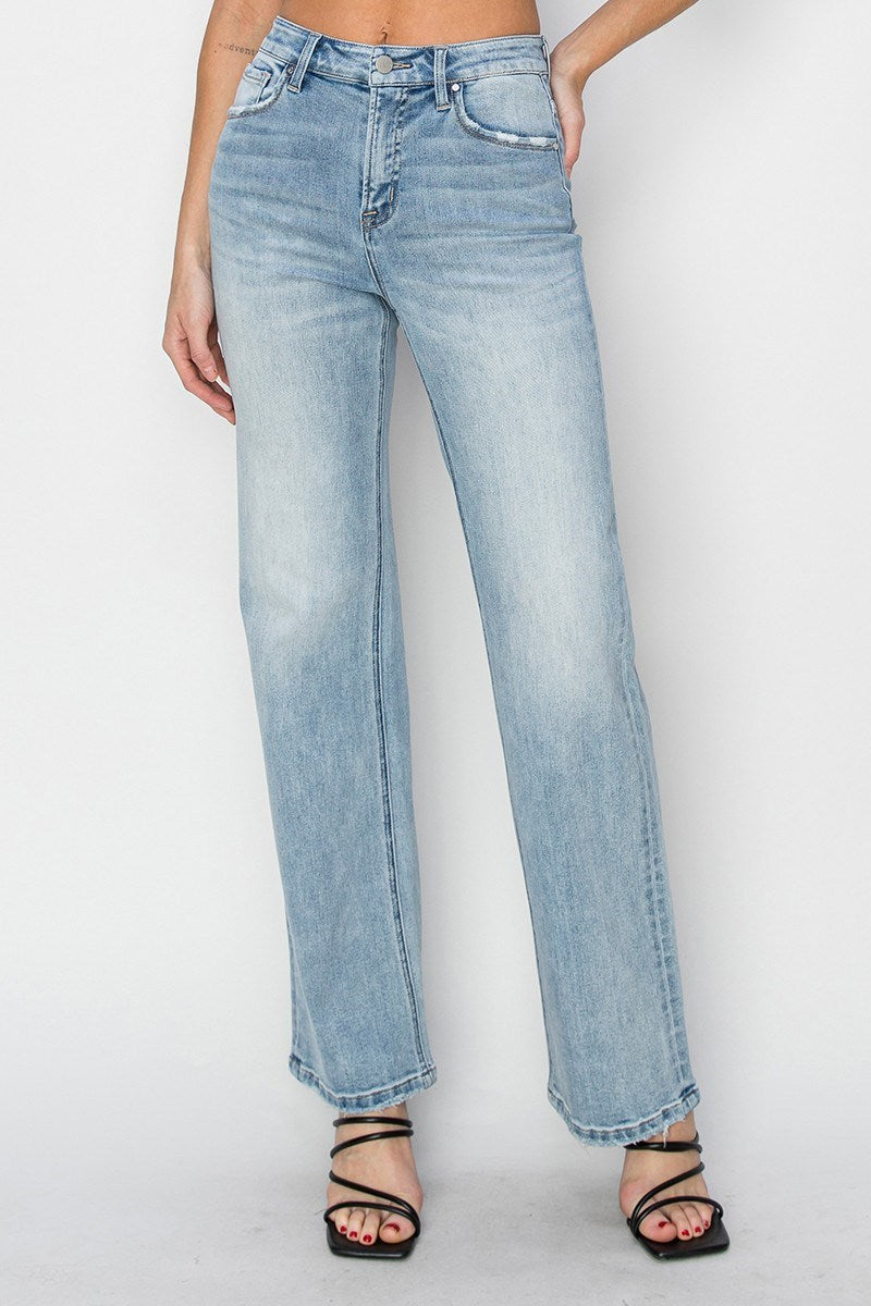 Risen High Rise Straight Jeans