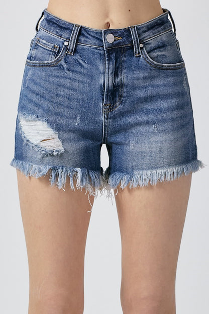 The Hazel High Rise Distressed Denim Shorts
