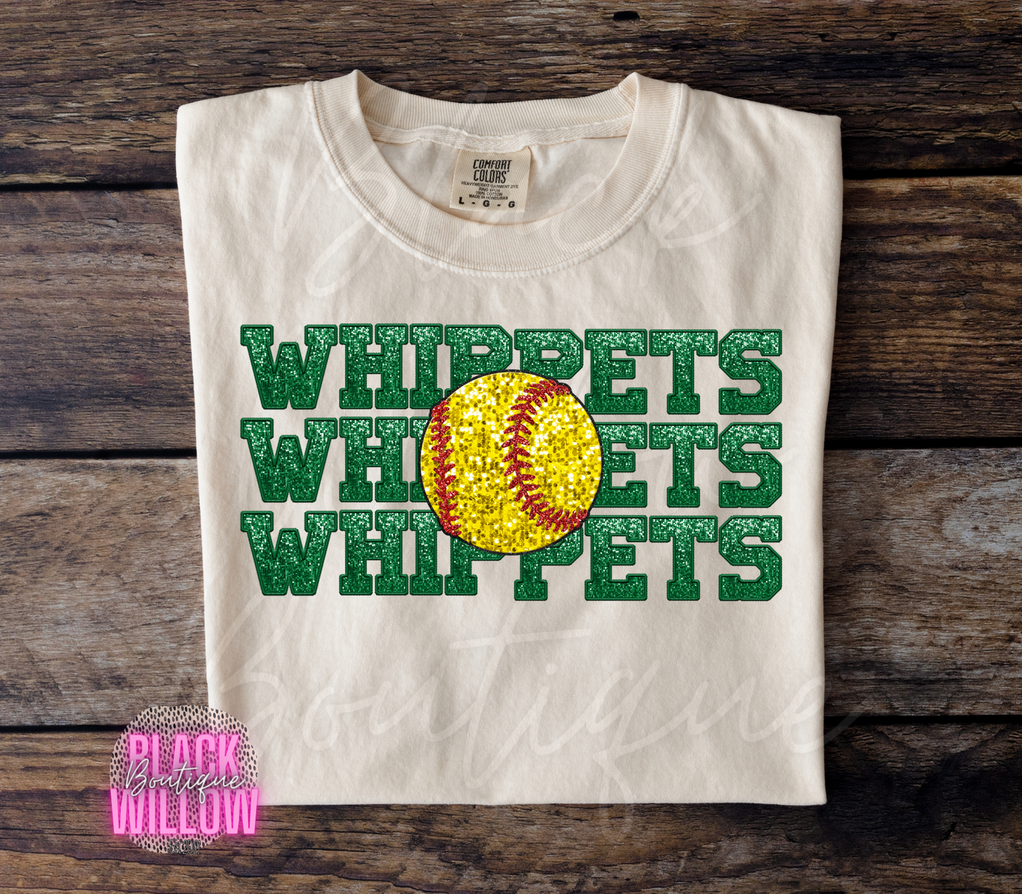 Whippets Faux Glitter Softball