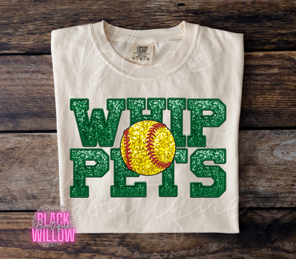 Whippets Faux Glitter Softball