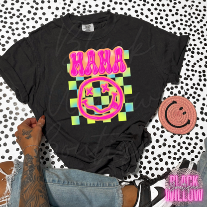 Neon Mama Checkered Tee Or Sweatshirt
