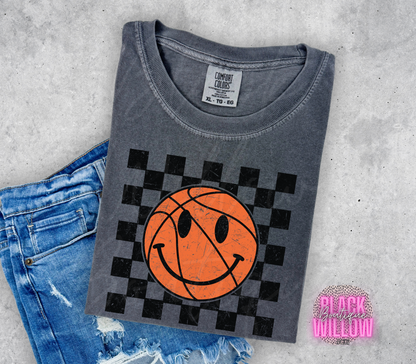 Checkered Print Smiley Basketball