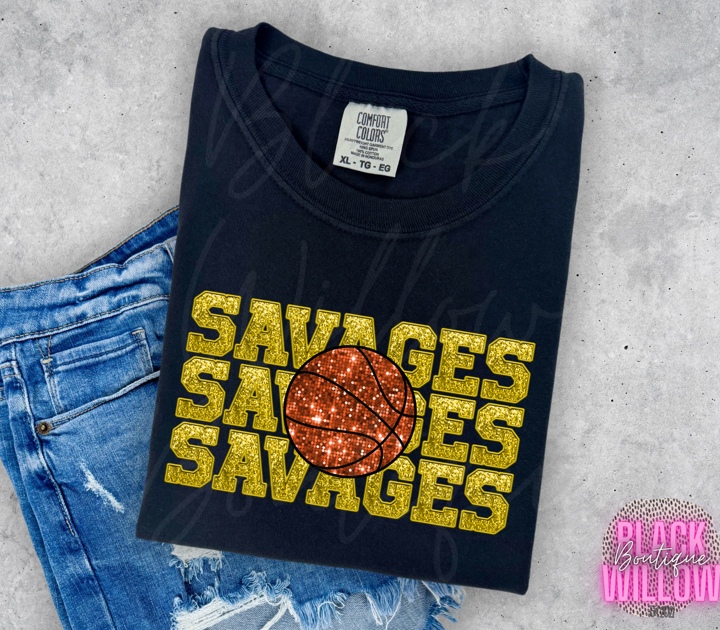 Savages Faux Glitter Basketball