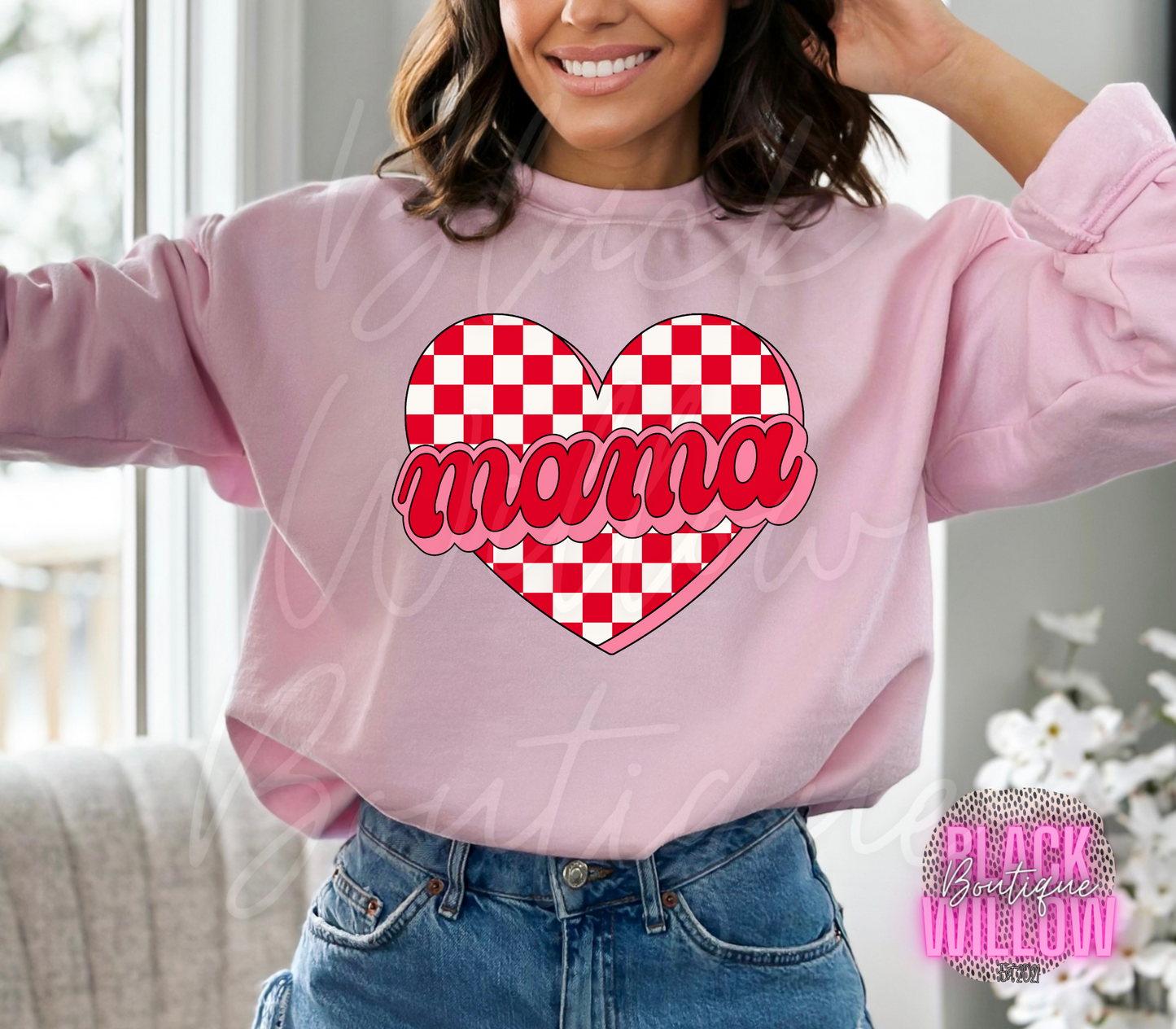 Red Checkered Mama Heart