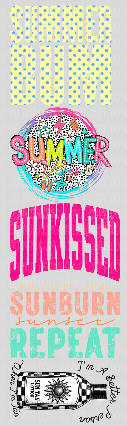 Summer Bum Pre-Made Gang Sheet 15X50