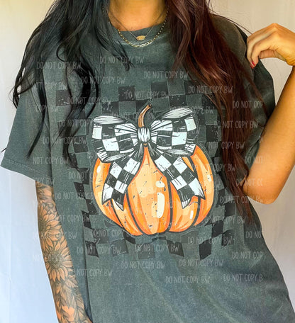 Checkered Pumpkin Bow