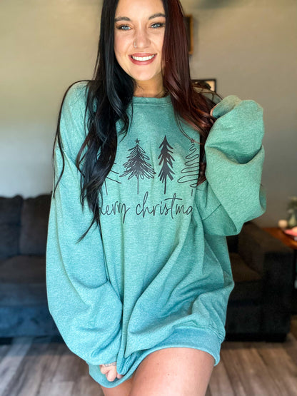 Merry Christmas Doodle Trees Sweatshirt