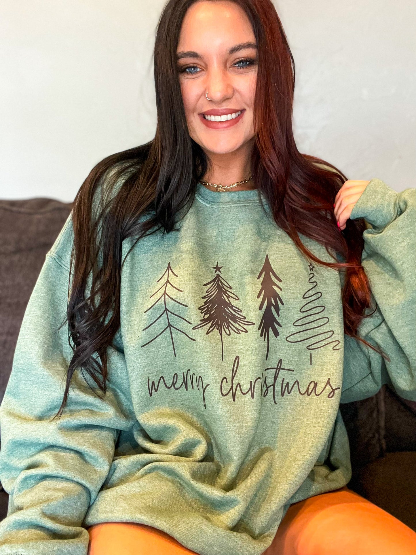 Merry Christmas Doodle Trees Sweatshirt