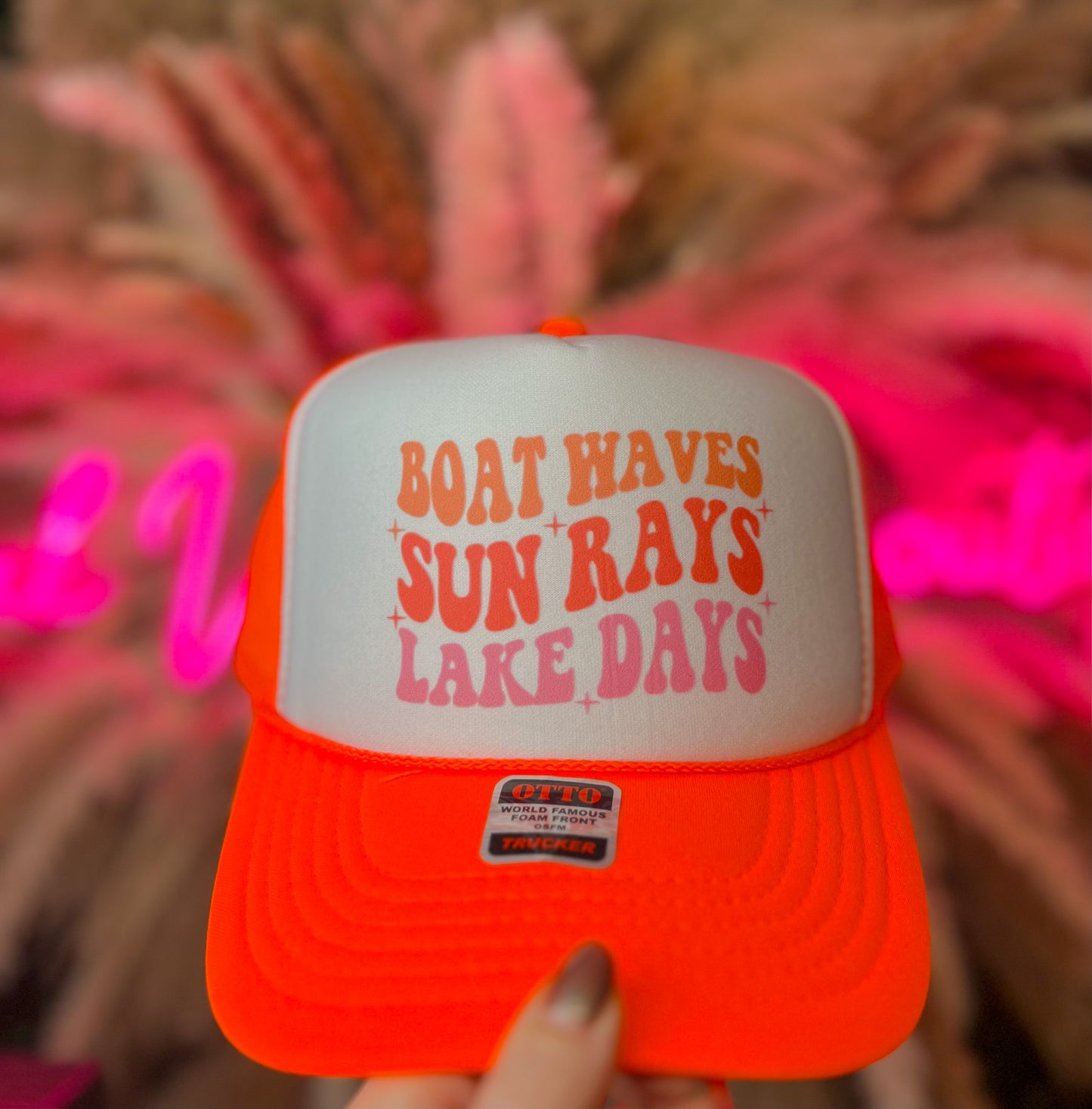 Boat Waves Sun Rays Lake Days Hat - Multiple Colors