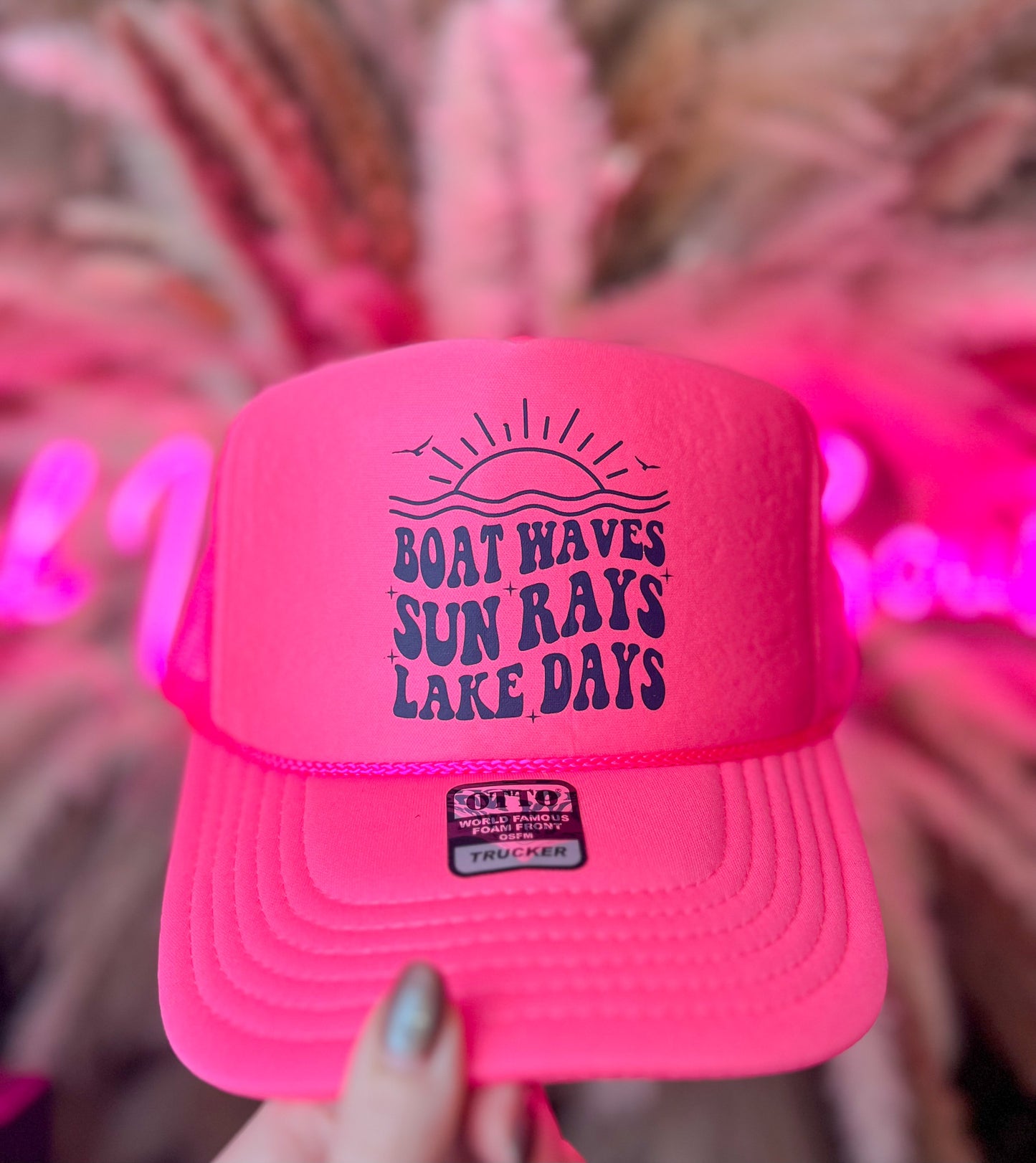 Boat Waves Sun Rays Lake Days Hat - Multiple Colors