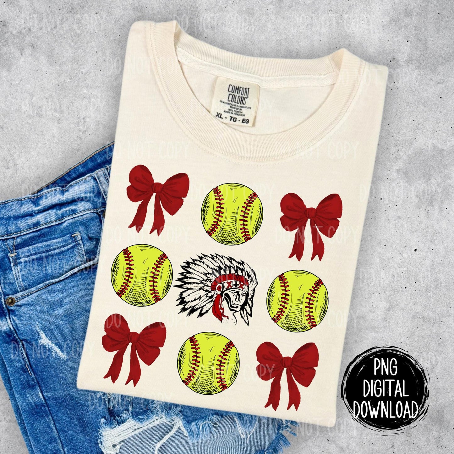 Warriors Mascot |  Coquette Bow Softball | PNG Digital Download | School Spirit | Red Warriors | Trendy Designs