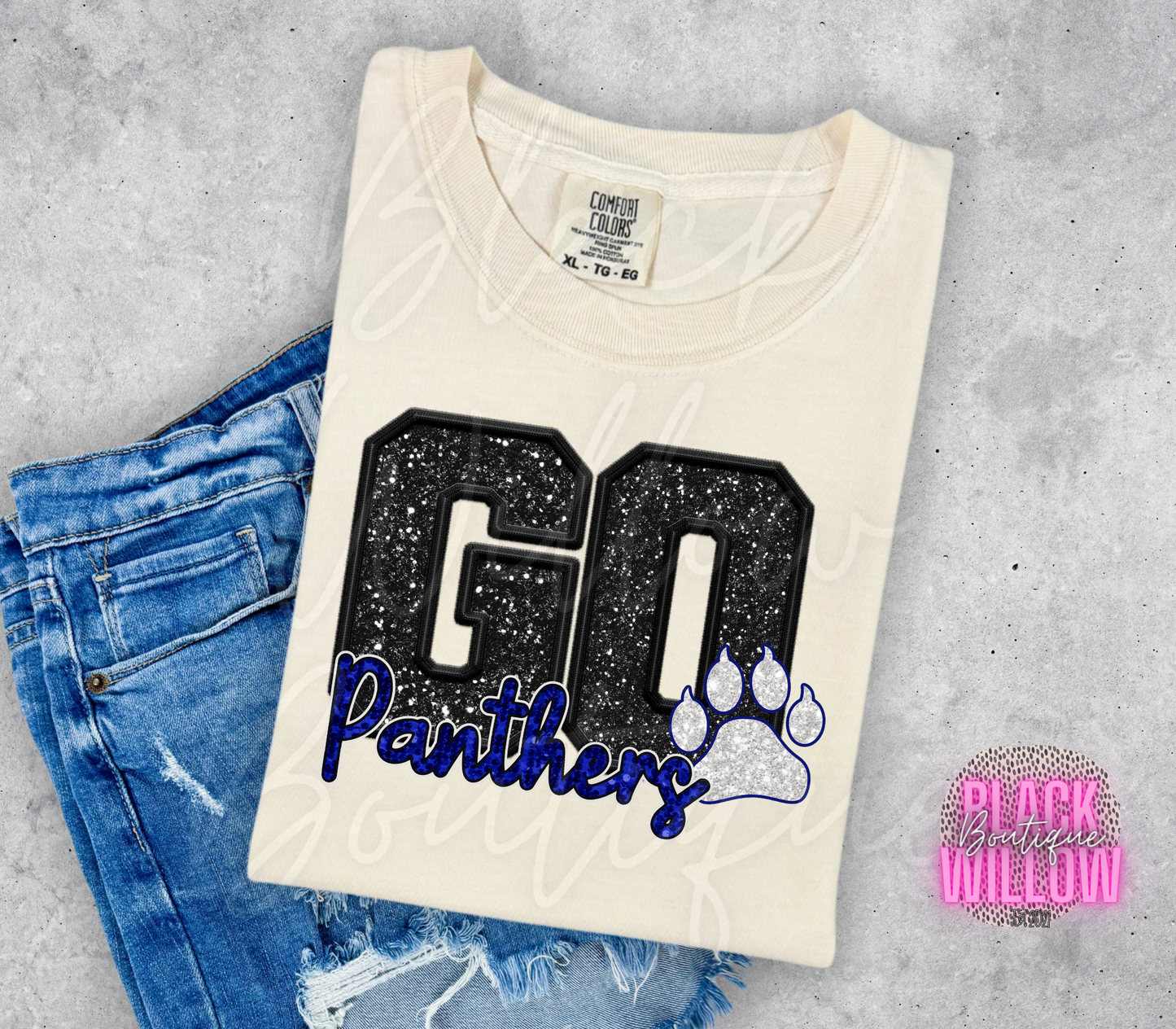 Go Panthers Faux Glitter