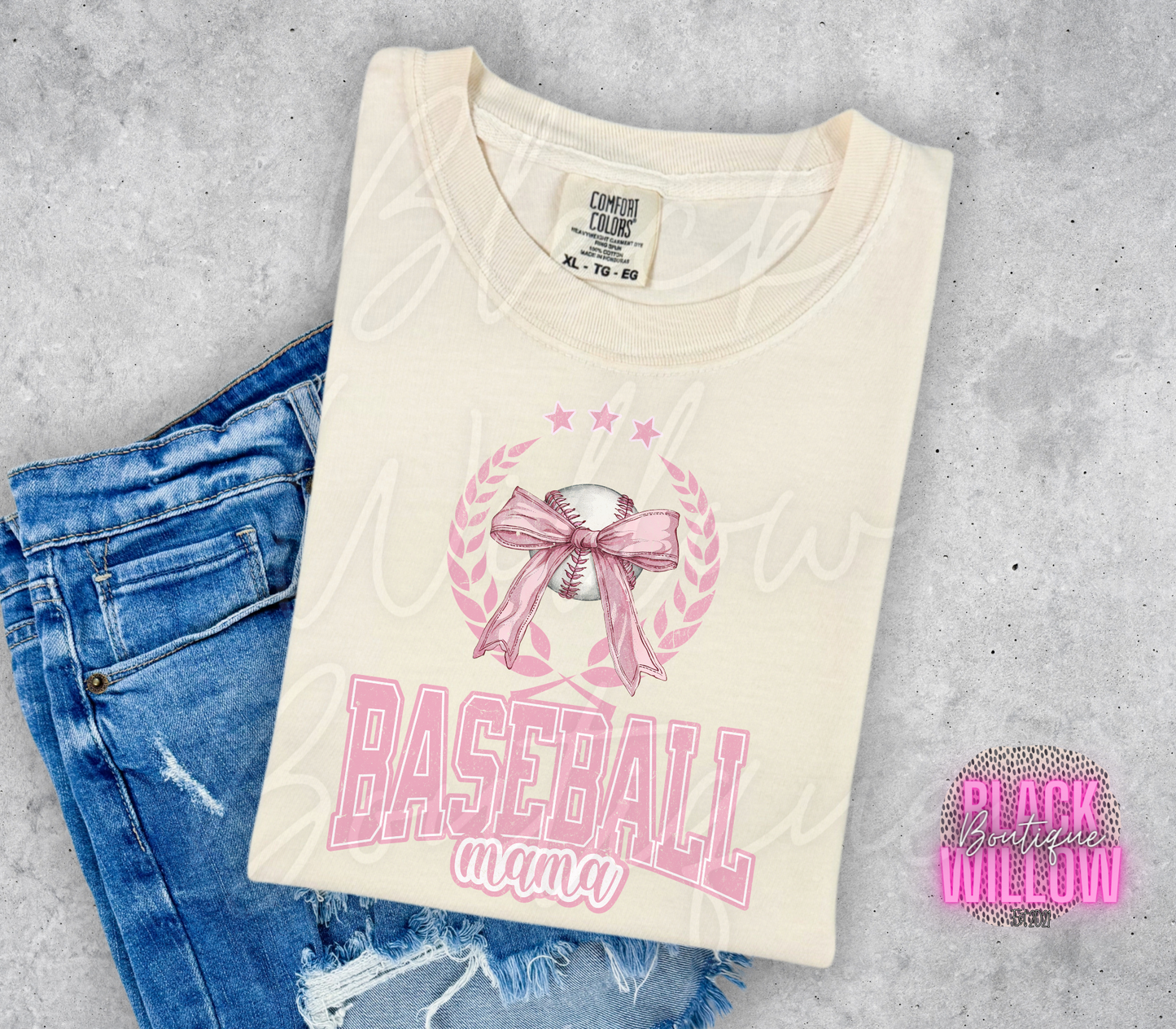 Pink Bow Baseball Mama