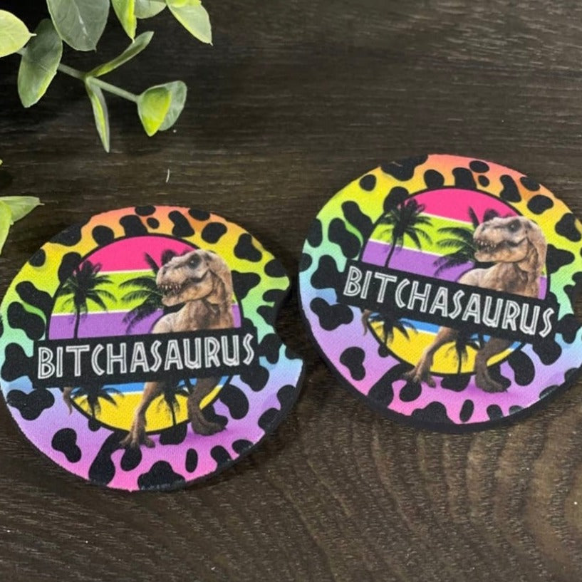 Bitchasaurus Car Coasters